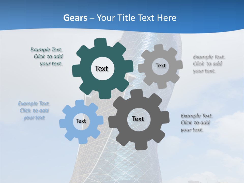 A Large Blue Building With A Sky Background PowerPoint Template