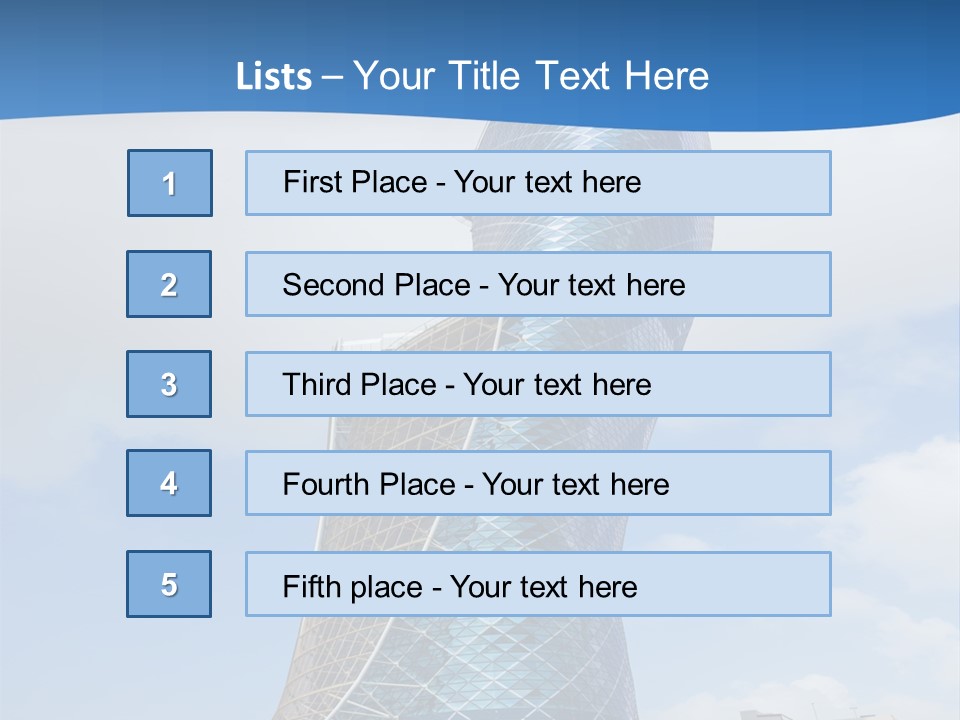 A Large Blue Building With A Sky Background PowerPoint Template