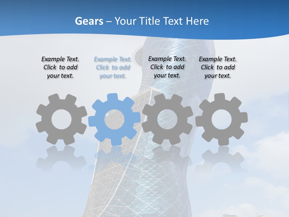 A Large Blue Building With A Sky Background PowerPoint Template