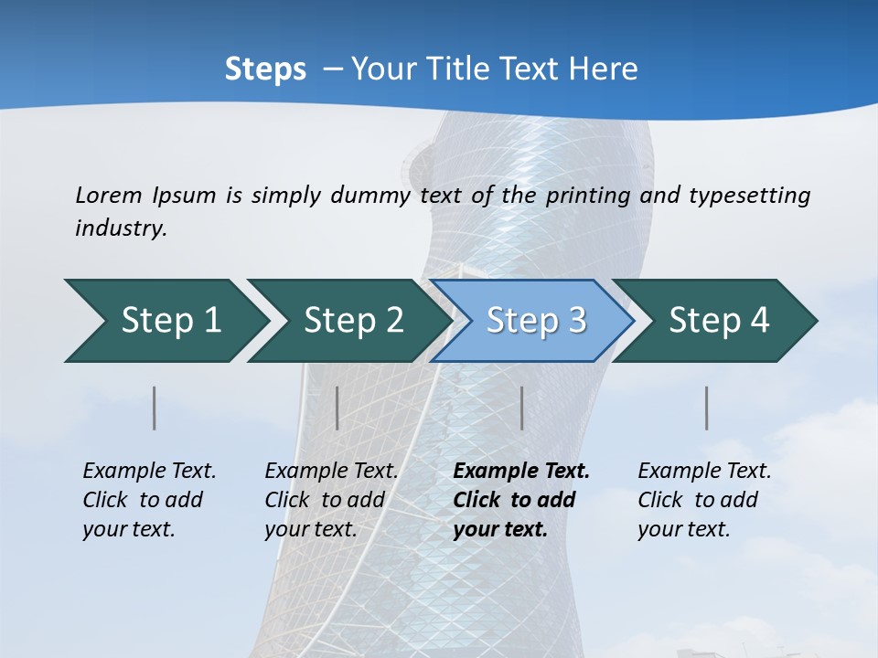 A Large Blue Building With A Sky Background PowerPoint Template