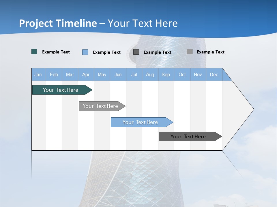 A Large Blue Building With A Sky Background PowerPoint Template
