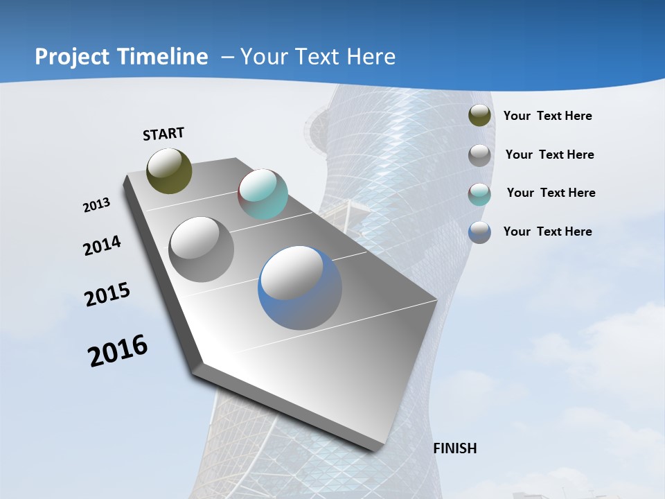 A Large Blue Building With A Sky Background PowerPoint Template