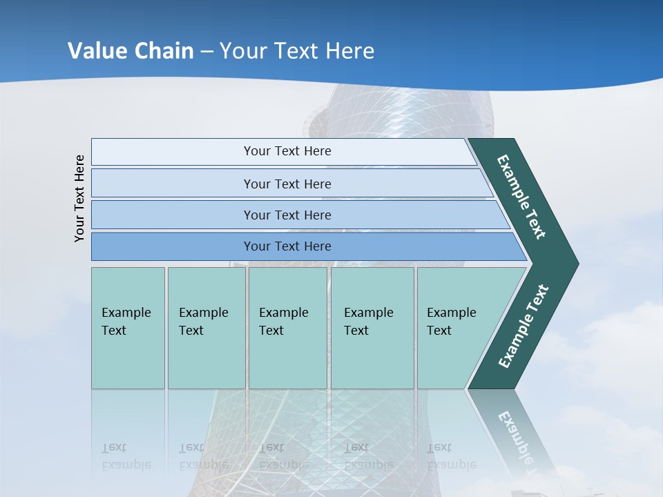 A Large Blue Building With A Sky Background PowerPoint Template