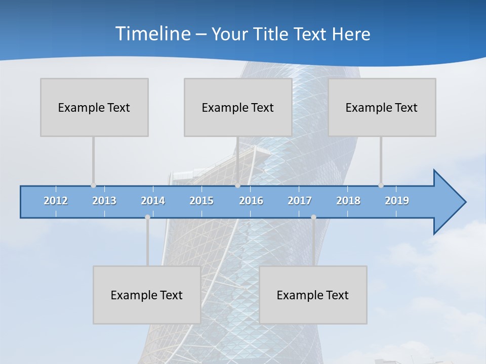 A Large Blue Building With A Sky Background PowerPoint Template