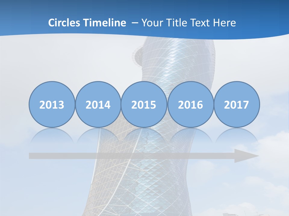 A Large Blue Building With A Sky Background PowerPoint Template