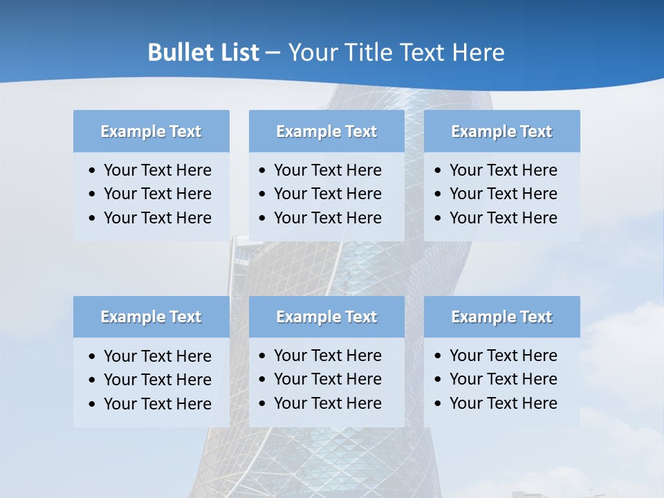 A Large Blue Building With A Sky Background PowerPoint Template