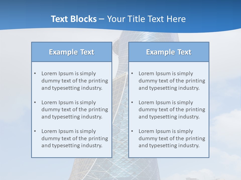 A Large Blue Building With A Sky Background PowerPoint Template