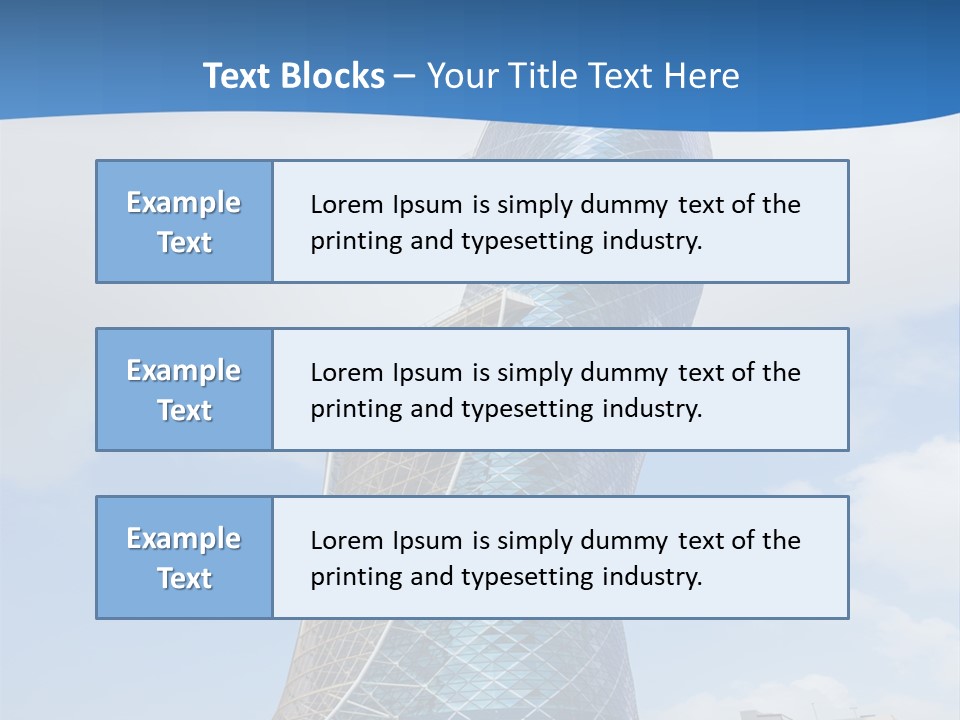 A Large Blue Building With A Sky Background PowerPoint Template