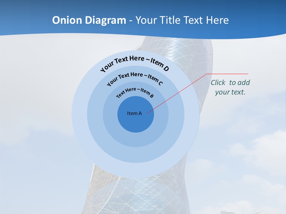 A Large Blue Building With A Sky Background PowerPoint Template