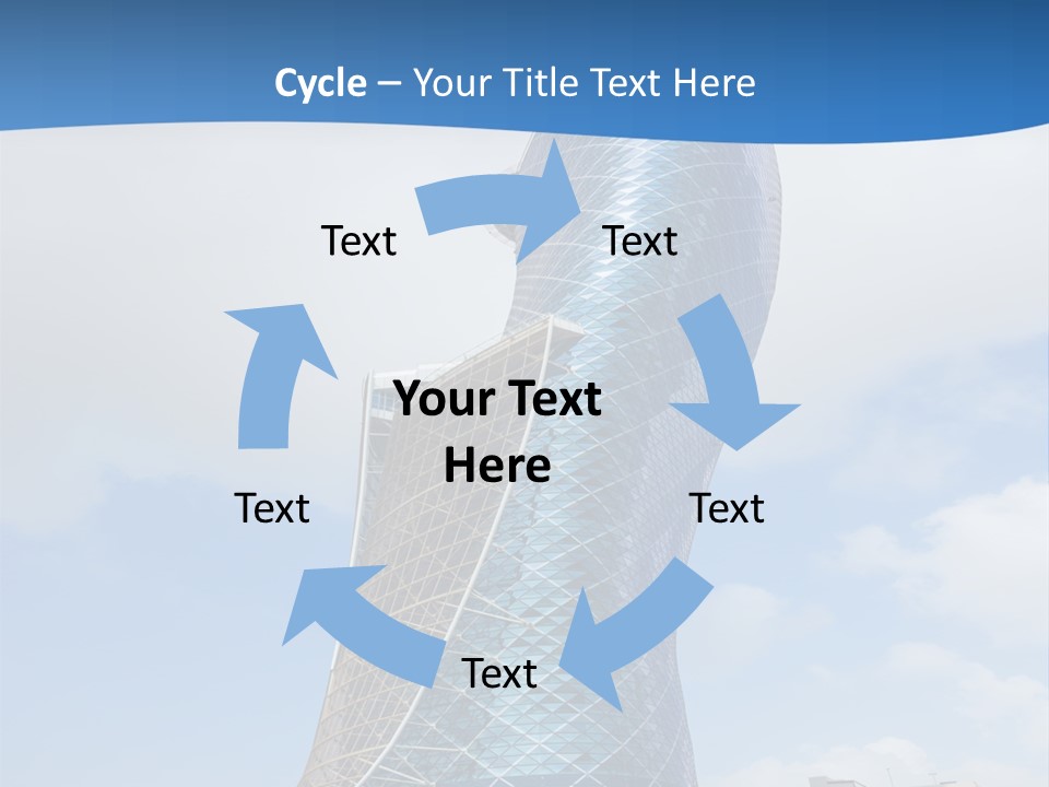 A Large Blue Building With A Sky Background PowerPoint Template