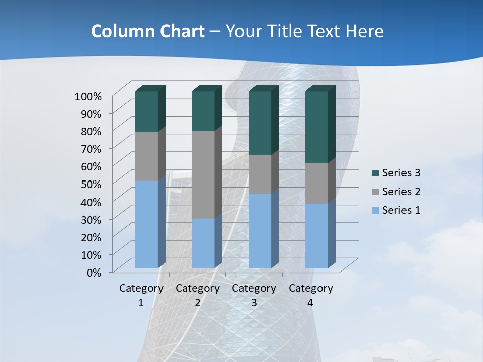 A Large Blue Building With A Sky Background PowerPoint Template