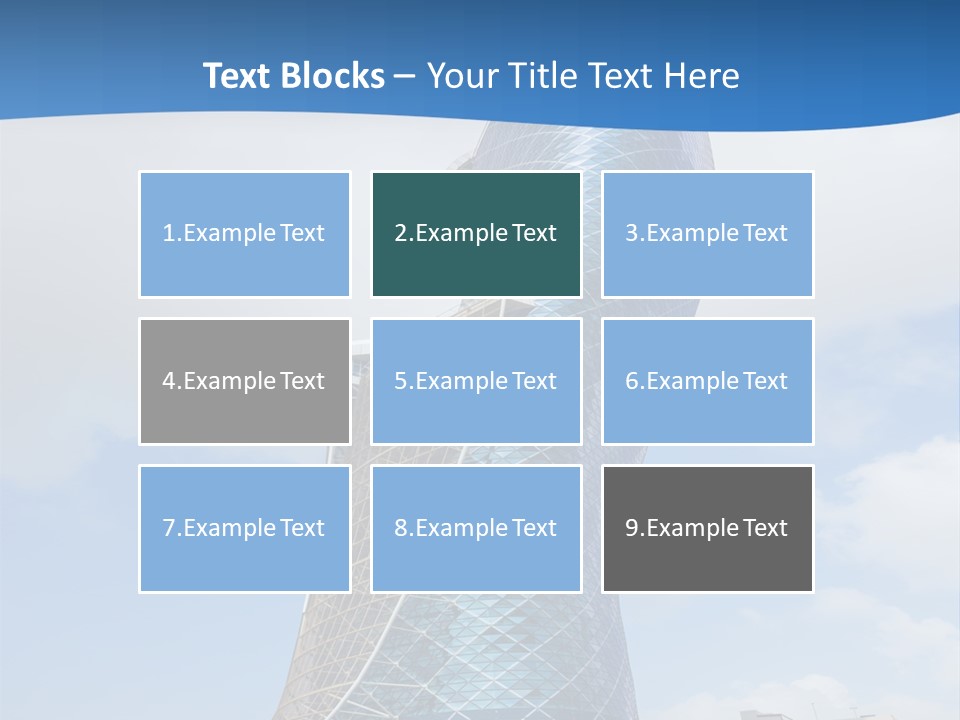 A Large Blue Building With A Sky Background PowerPoint Template