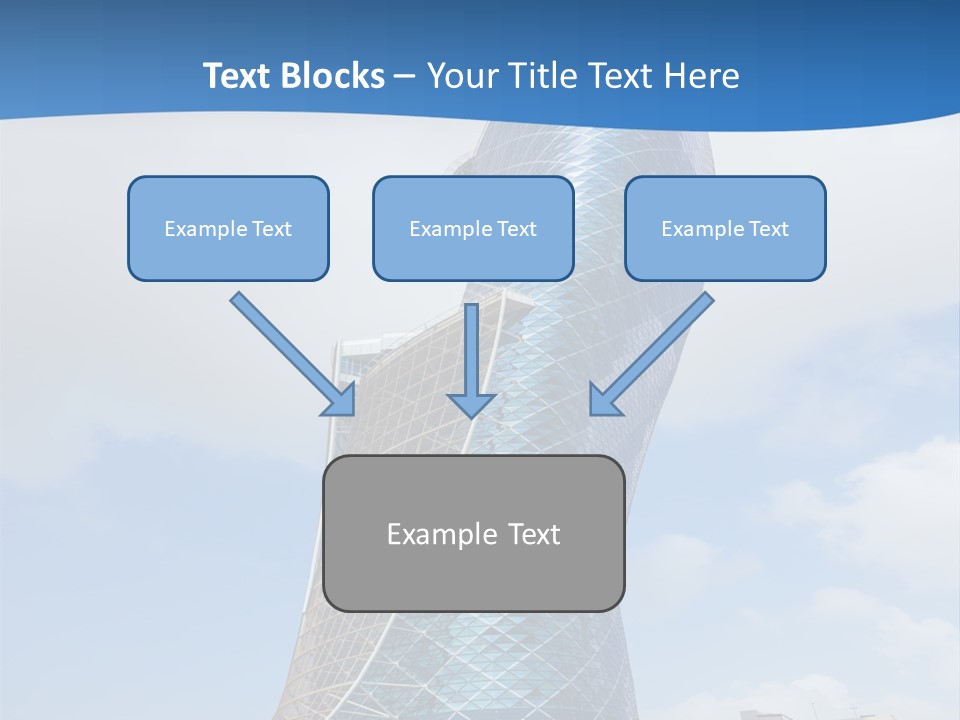 A Large Blue Building With A Sky Background PowerPoint Template