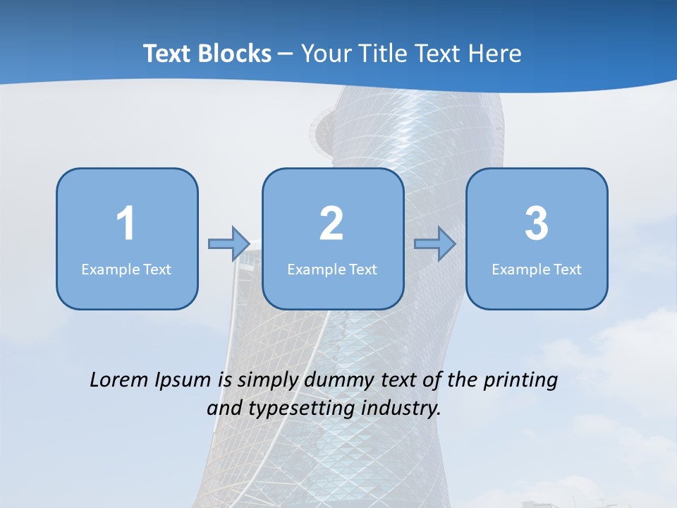 A Large Blue Building With A Sky Background PowerPoint Template