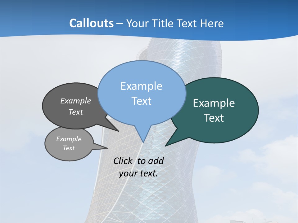 A Large Blue Building With A Sky Background PowerPoint Template