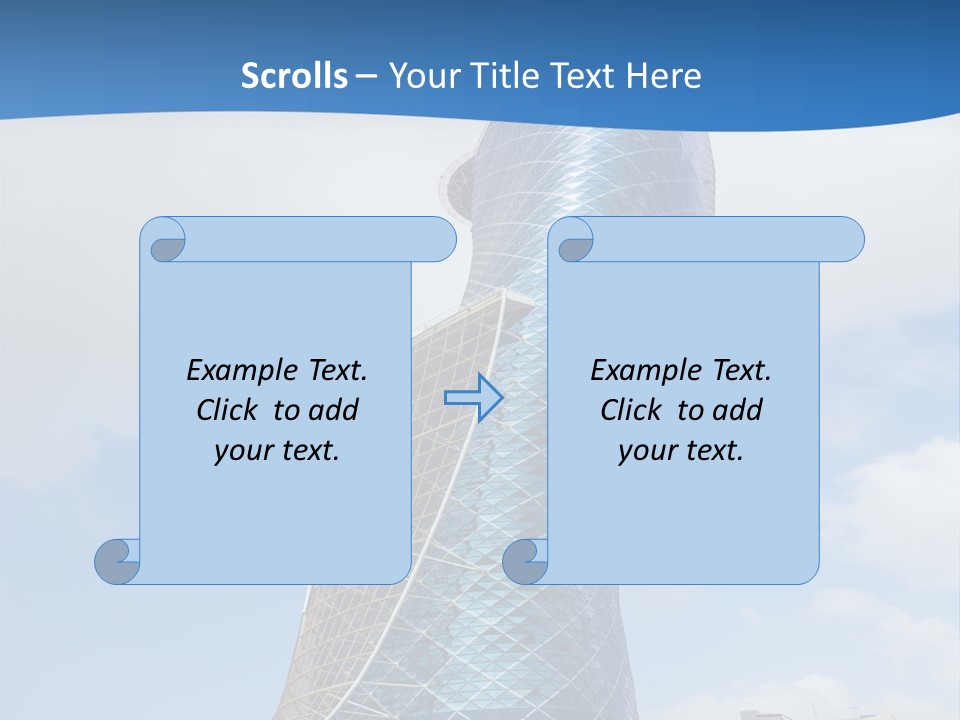 A Large Blue Building With A Sky Background PowerPoint Template