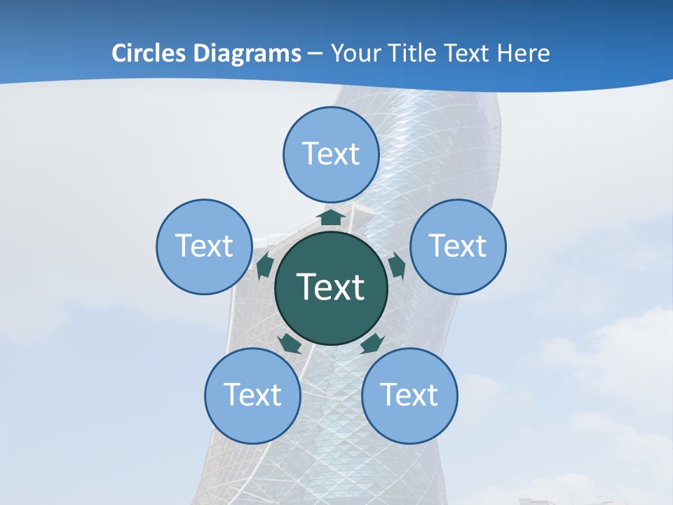 A Large Blue Building With A Sky Background PowerPoint Template