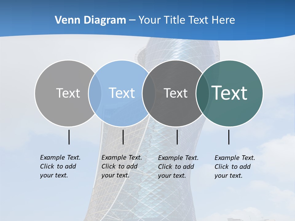 A Large Blue Building With A Sky Background PowerPoint Template