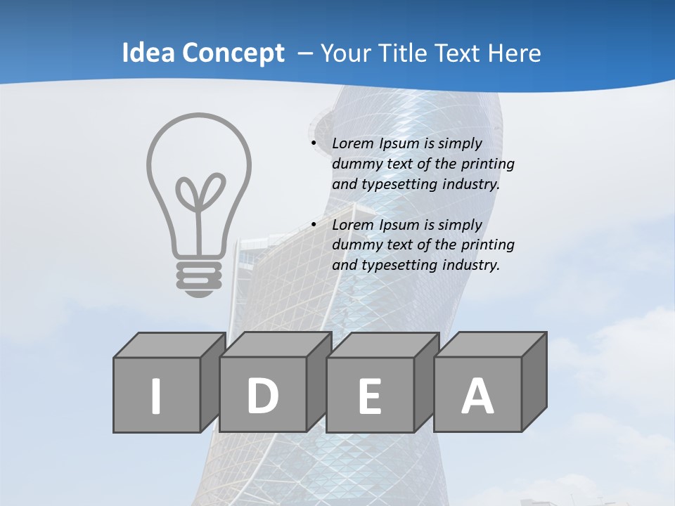 A Large Blue Building With A Sky Background PowerPoint Template