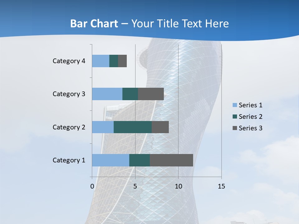 A Large Blue Building With A Sky Background PowerPoint Template