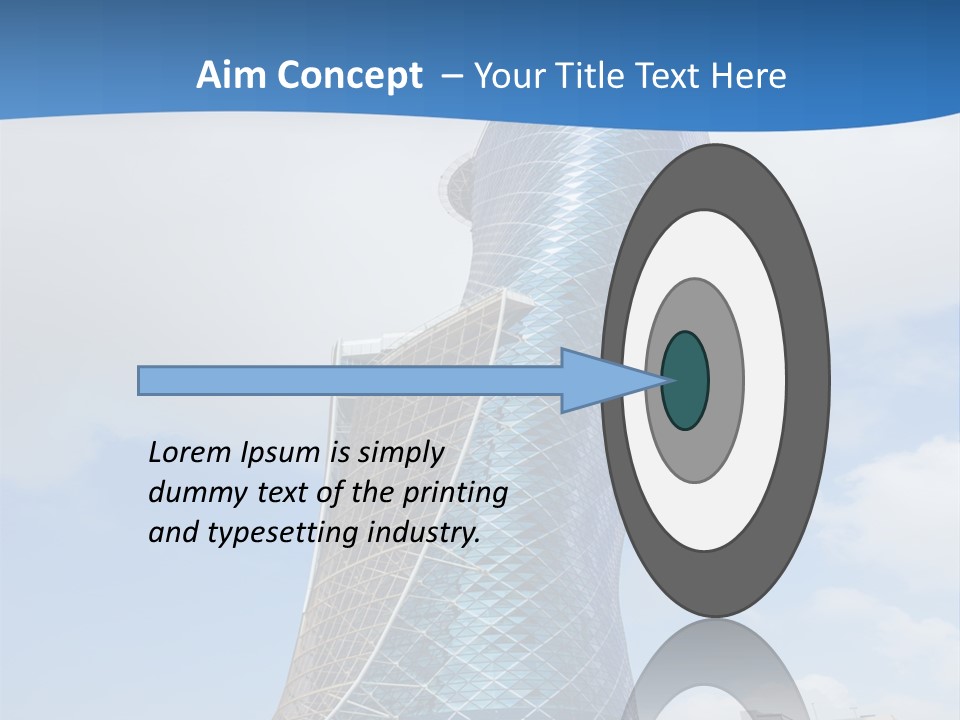 A Large Blue Building With A Sky Background PowerPoint Template