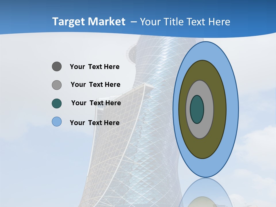 A Large Blue Building With A Sky Background PowerPoint Template