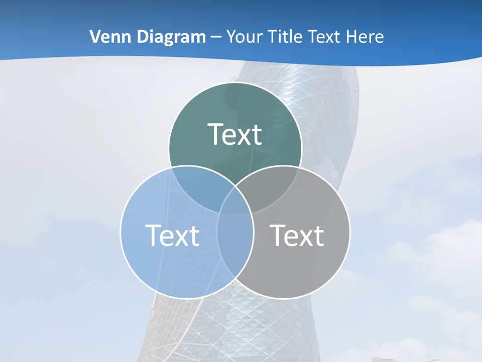 A Large Blue Building With A Sky Background PowerPoint Template