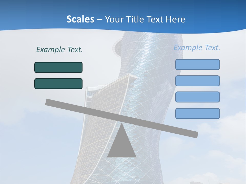 A Large Blue Building With A Sky Background PowerPoint Template