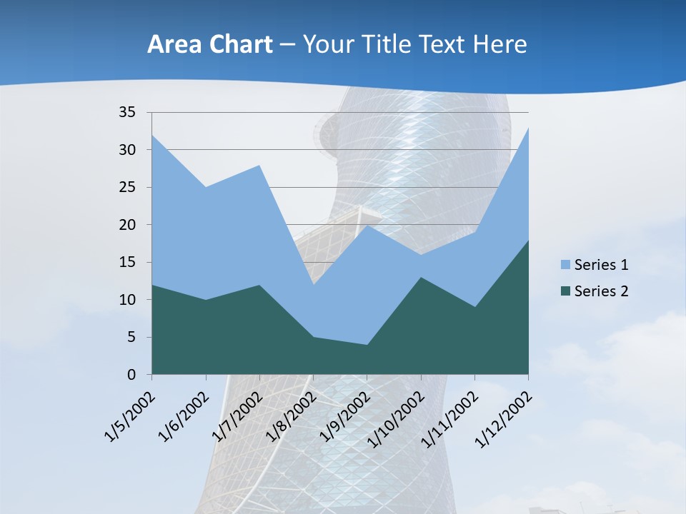 A Large Blue Building With A Sky Background PowerPoint Template