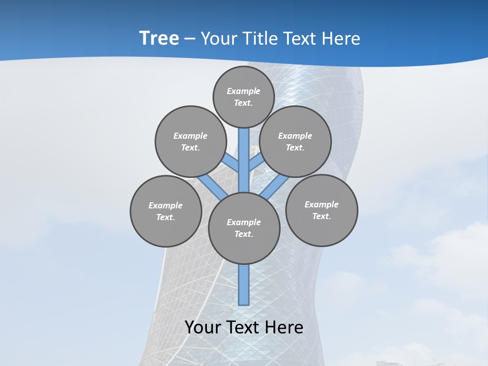 A Large Blue Building With A Sky Background PowerPoint Template