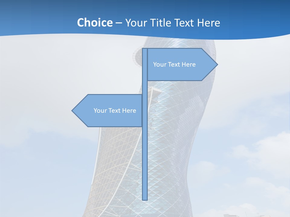 A Large Blue Building With A Sky Background PowerPoint Template