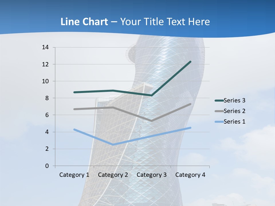 A Large Blue Building With A Sky Background PowerPoint Template