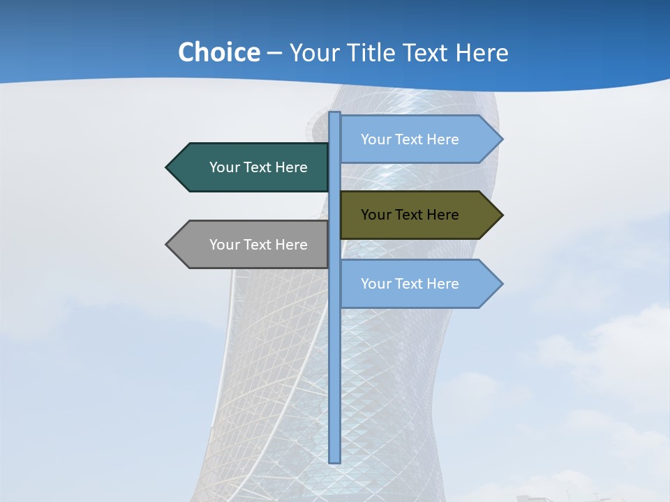 A Large Blue Building With A Sky Background PowerPoint Template