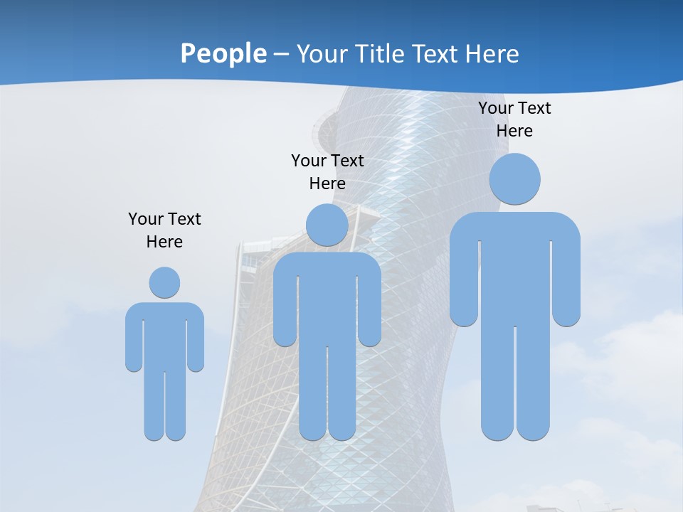 A Large Blue Building With A Sky Background PowerPoint Template