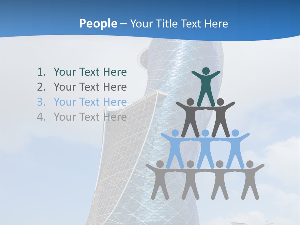 A Large Blue Building With A Sky Background PowerPoint Template