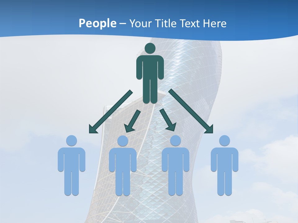 A Large Blue Building With A Sky Background PowerPoint Template