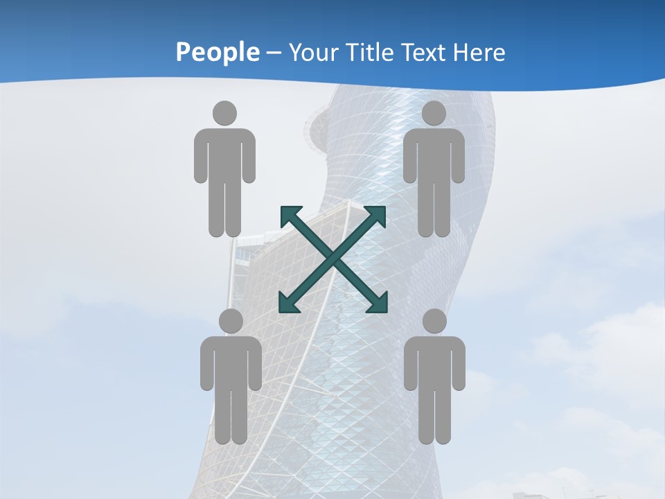 A Large Blue Building With A Sky Background PowerPoint Template