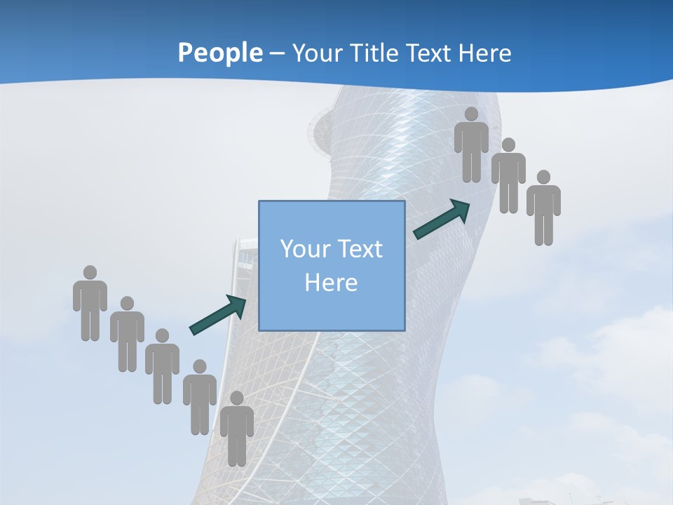 A Large Blue Building With A Sky Background PowerPoint Template