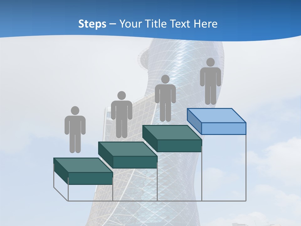 A Large Blue Building With A Sky Background PowerPoint Template