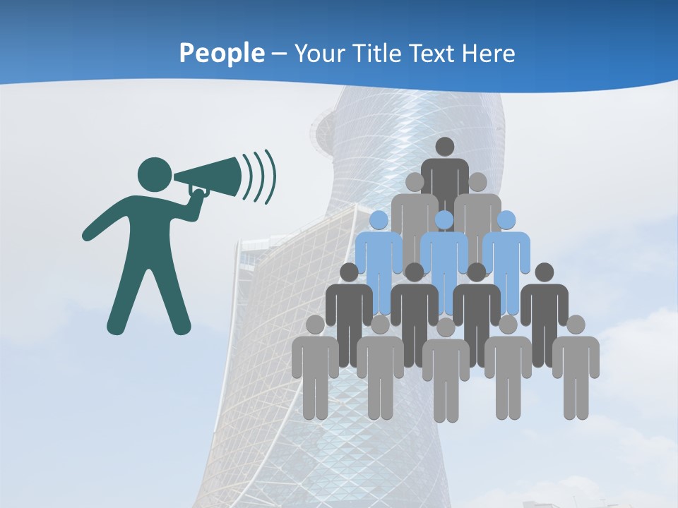 A Large Blue Building With A Sky Background PowerPoint Template