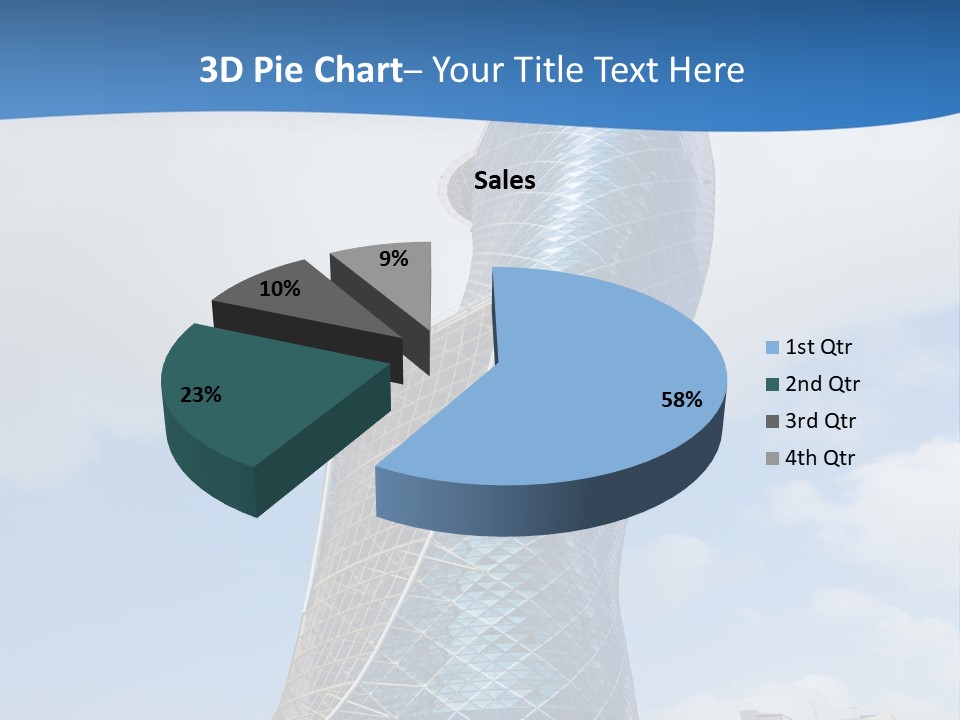 A Large Blue Building With A Sky Background PowerPoint Template