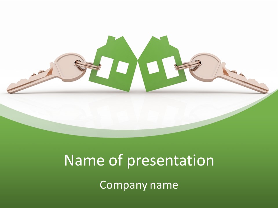 A Green House With Two Keys On Top Of It PowerPoint Template
