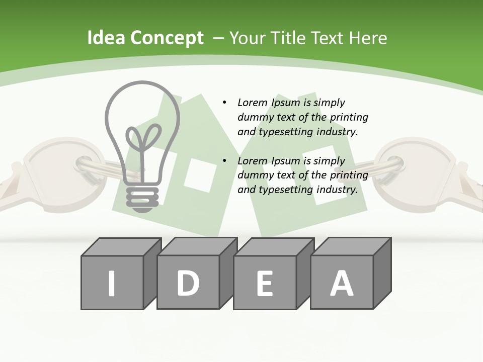A Green House With Two Keys On Top Of It PowerPoint Template
