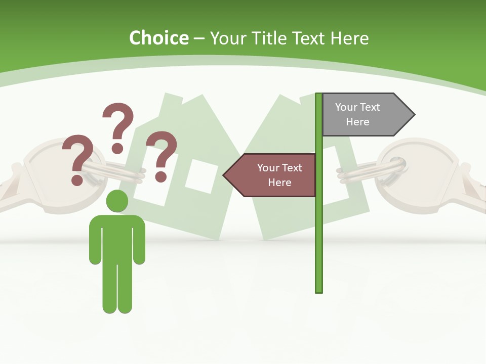 A Green House With Two Keys On Top Of It PowerPoint Template