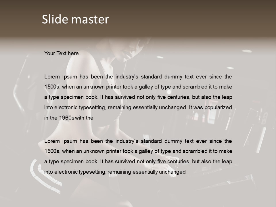 A Woman In A Bra Top Is On A Treadmill PowerPoint Template