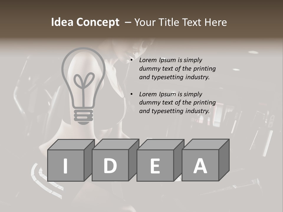 A Woman In A Bra Top Is On A Treadmill PowerPoint Template