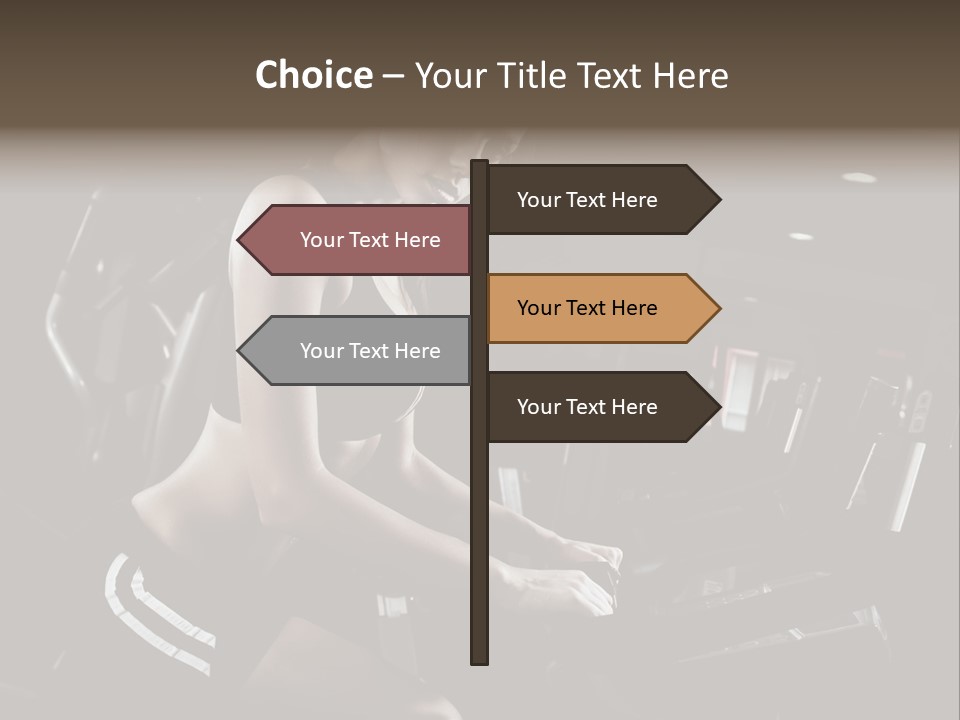 A Woman In A Bra Top Is On A Treadmill PowerPoint Template