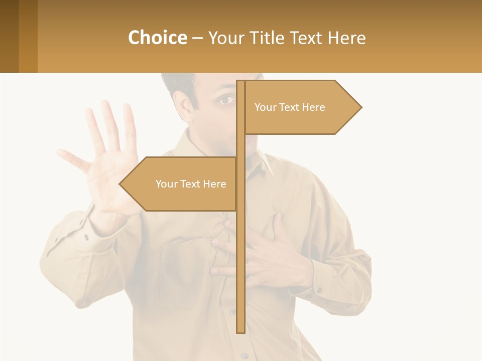 A Man Making A Stop Sign With His Hands PowerPoint Template