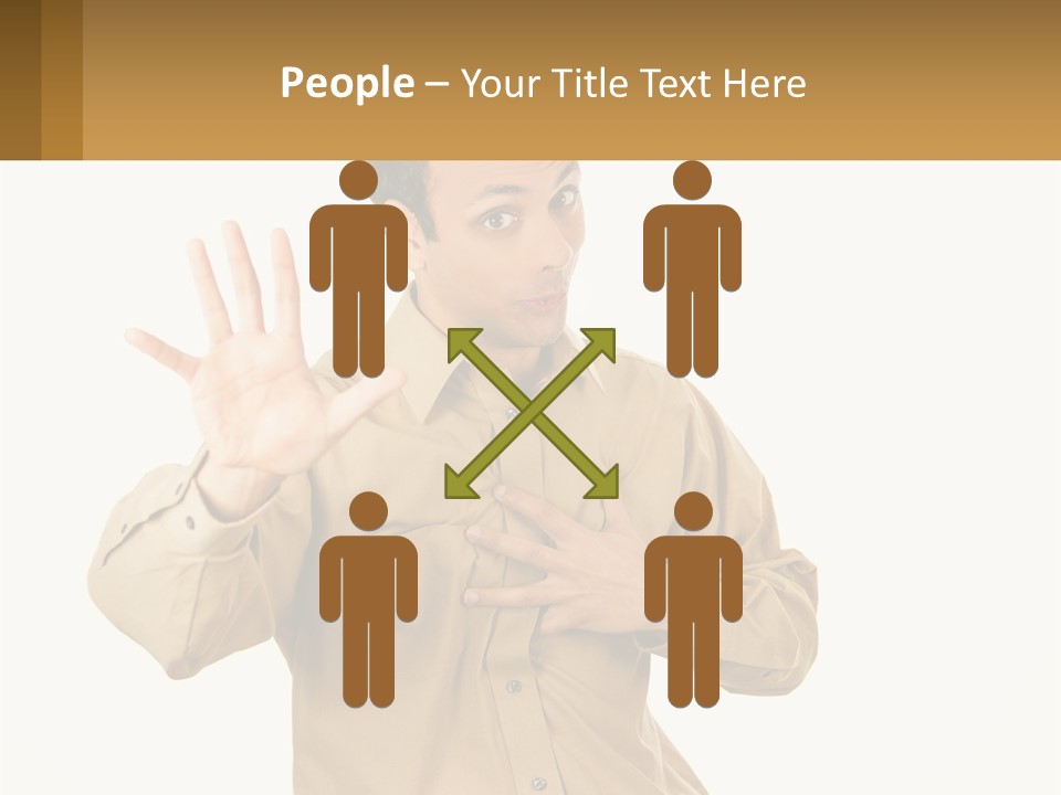 A Man Making A Stop Sign With His Hands PowerPoint Template