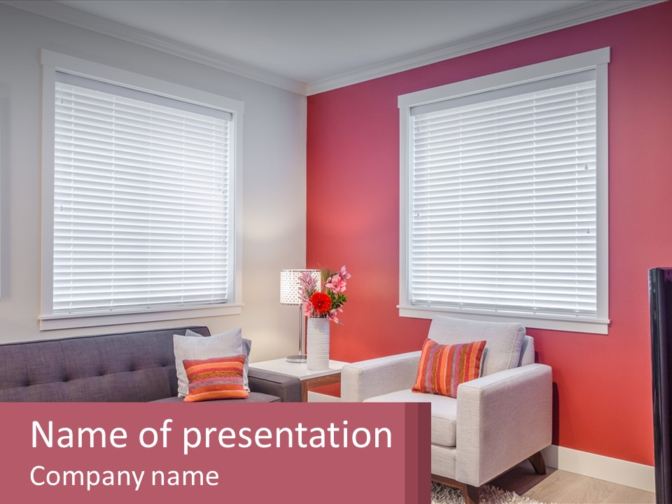 A Living Room Filled With Furniture And Windows PowerPoint Template